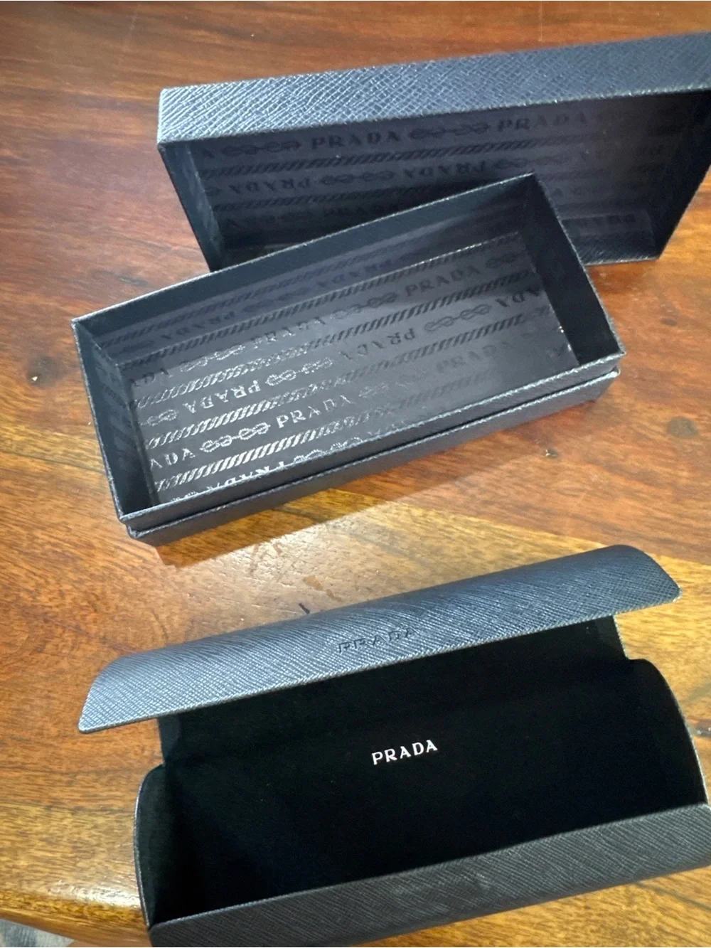 Authentic Prada Black Saffiano Eyewear Case + Gift Box Set